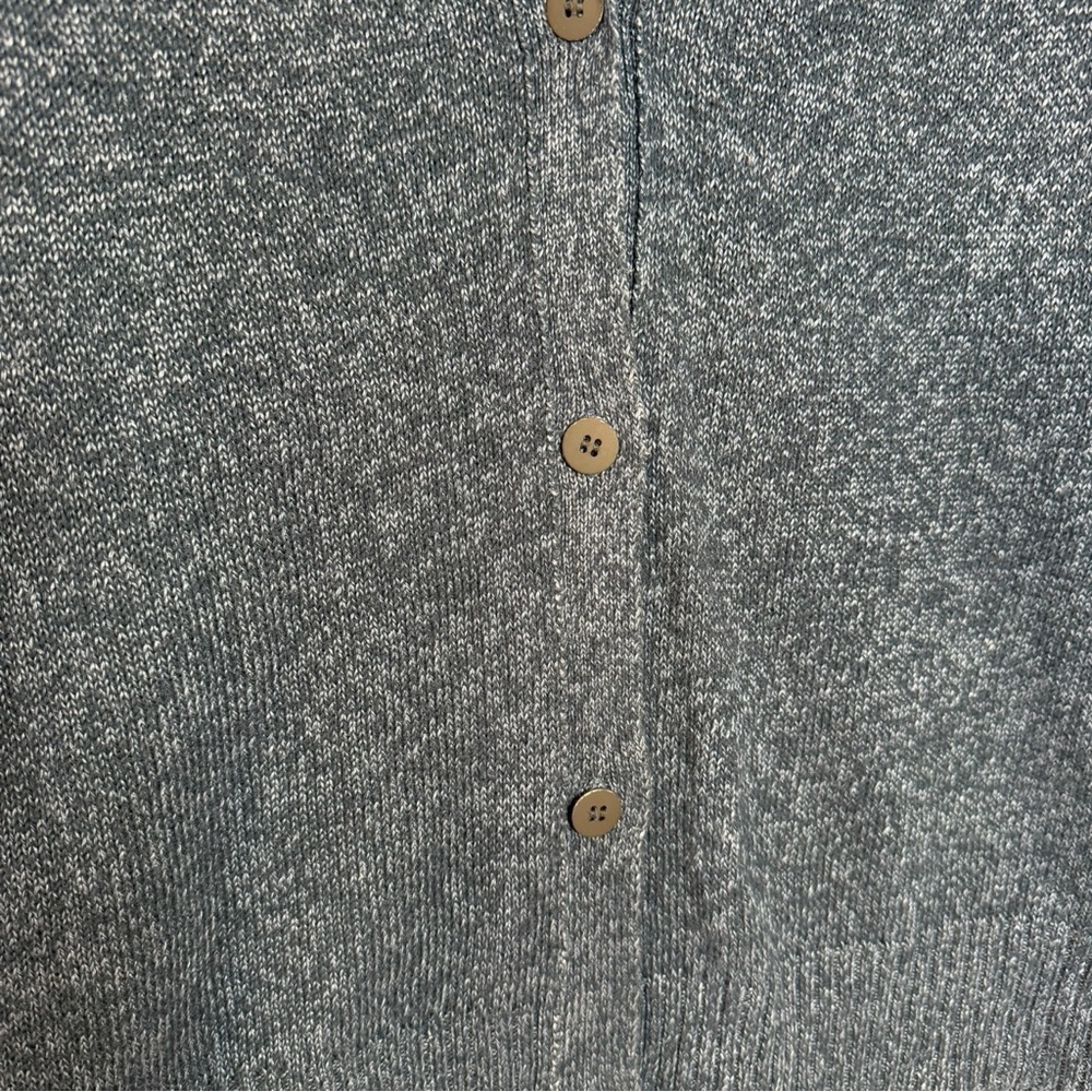 Brochu Walker Blue Cotton Linen Cardigan Sweater Sz M Relaxed Minimalist - Picture 6 of 13